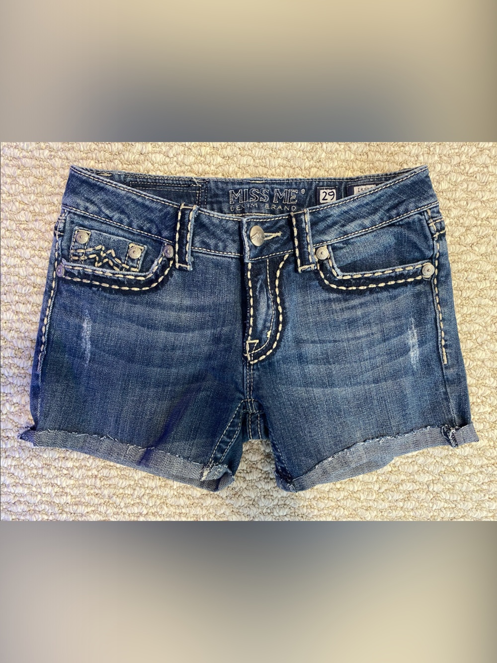 Miss Me Blue Distressed Denim Cutoff Shorts